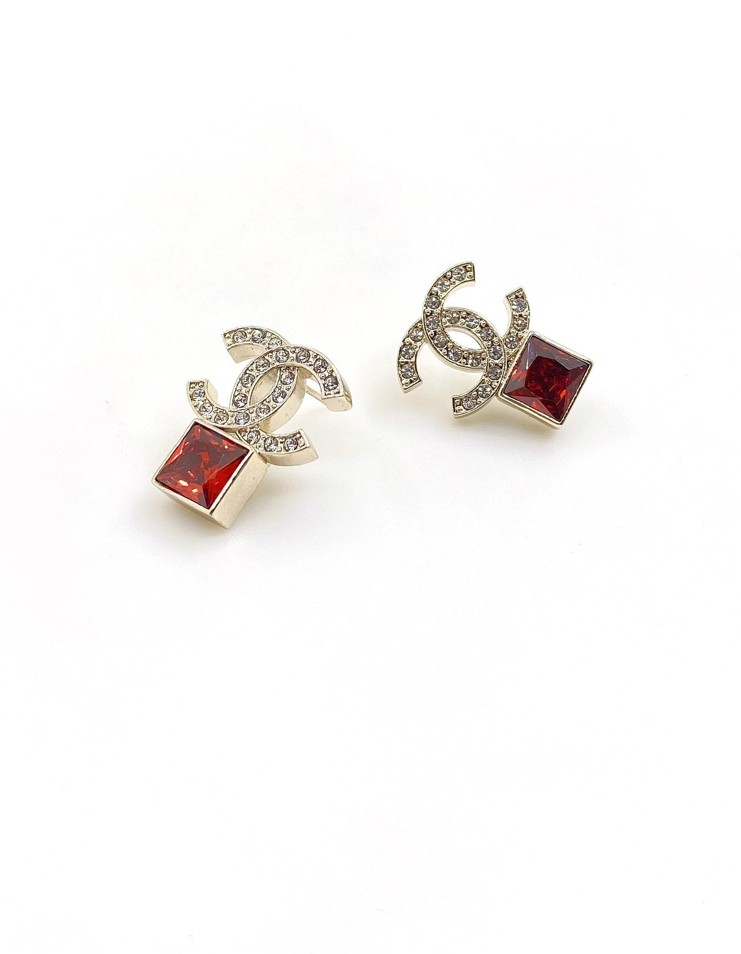 18K Chanel Red Crystal Earrings
