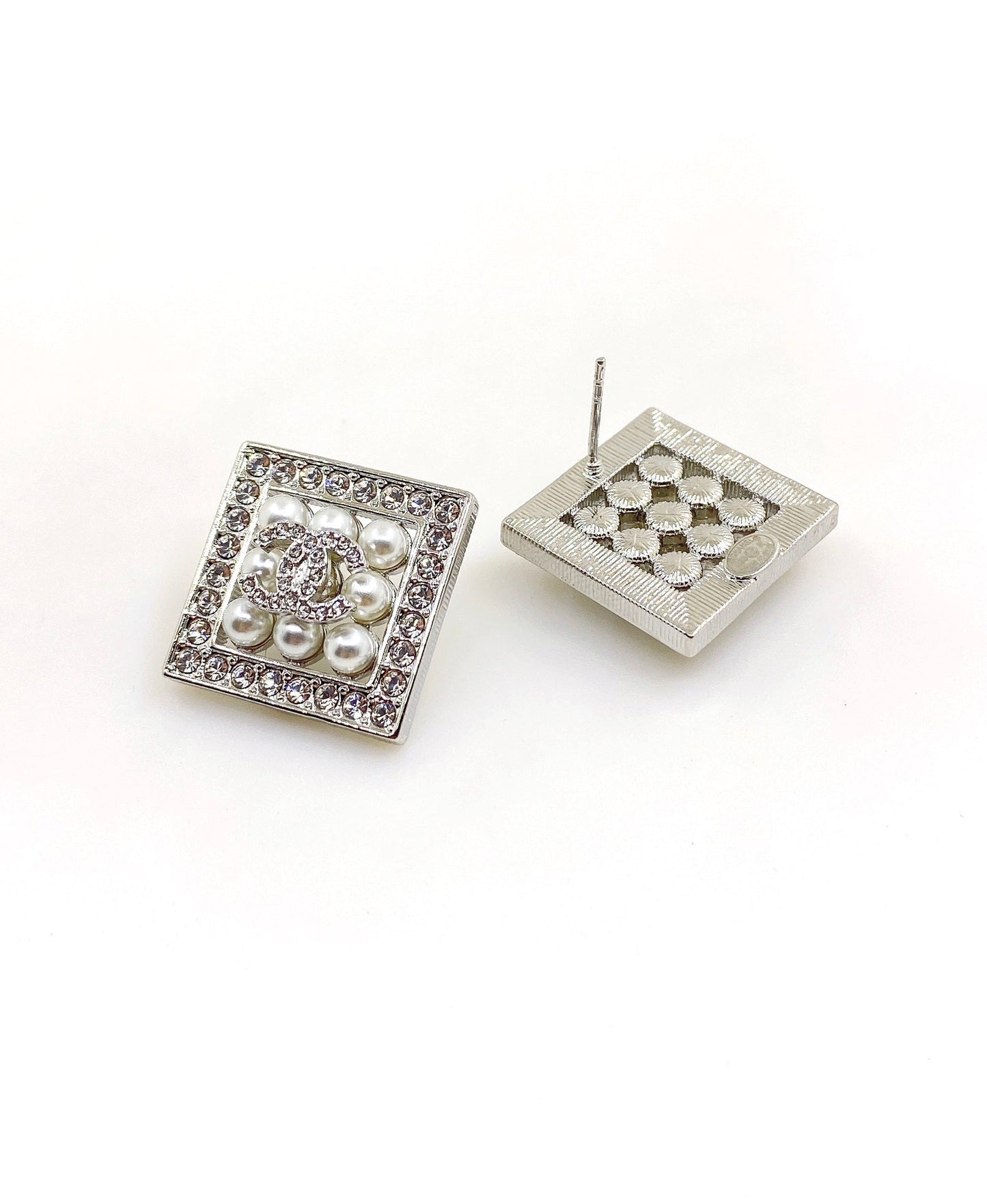 18K Chanel Square Diamond Earrings