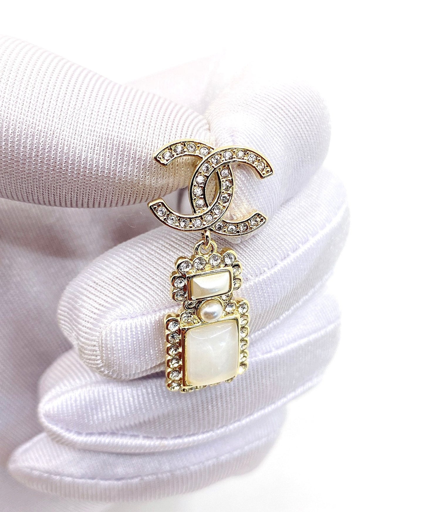 18K Chanel Perfume Bottle Earrings