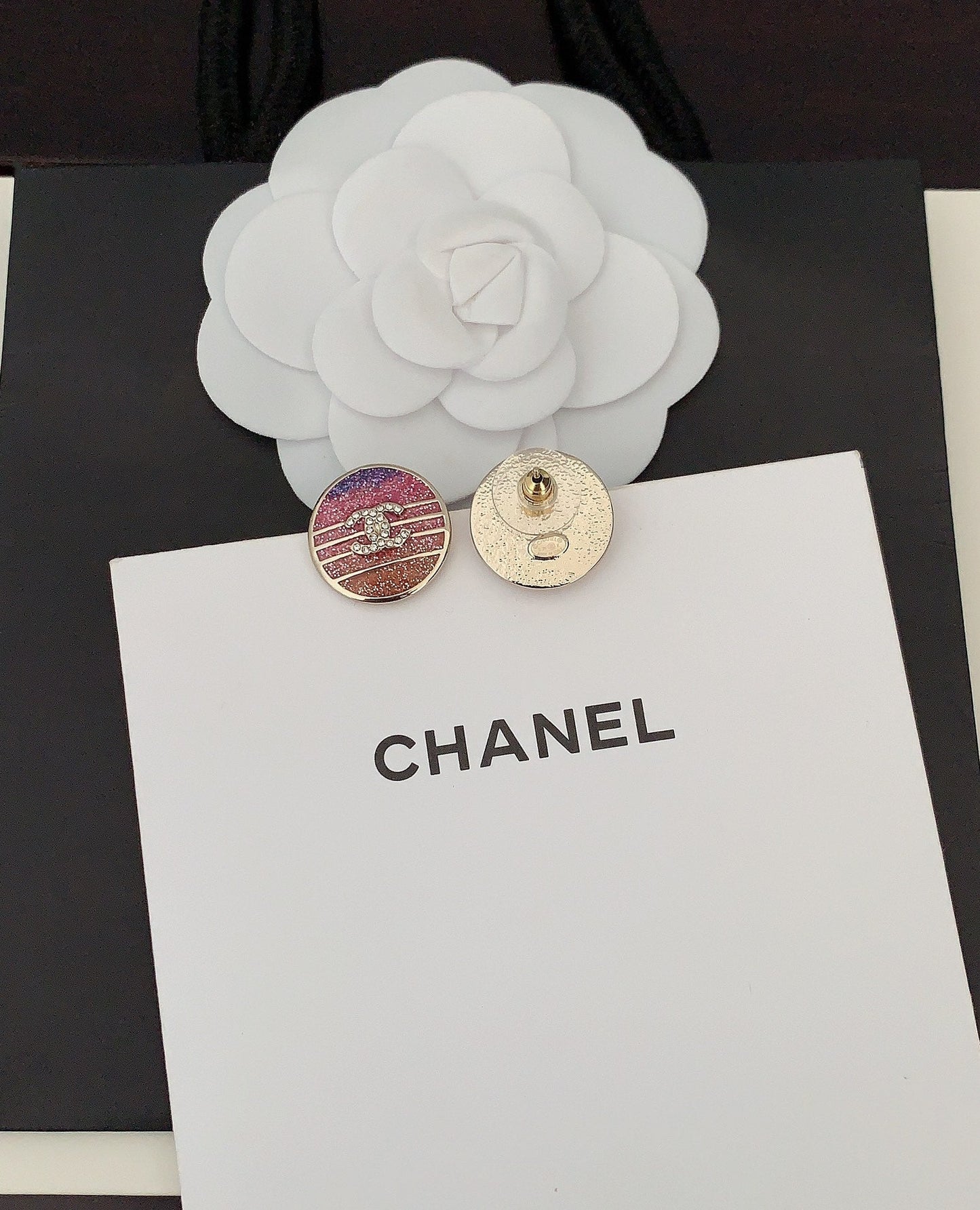 18K Chanel Pink Crystals Earrings