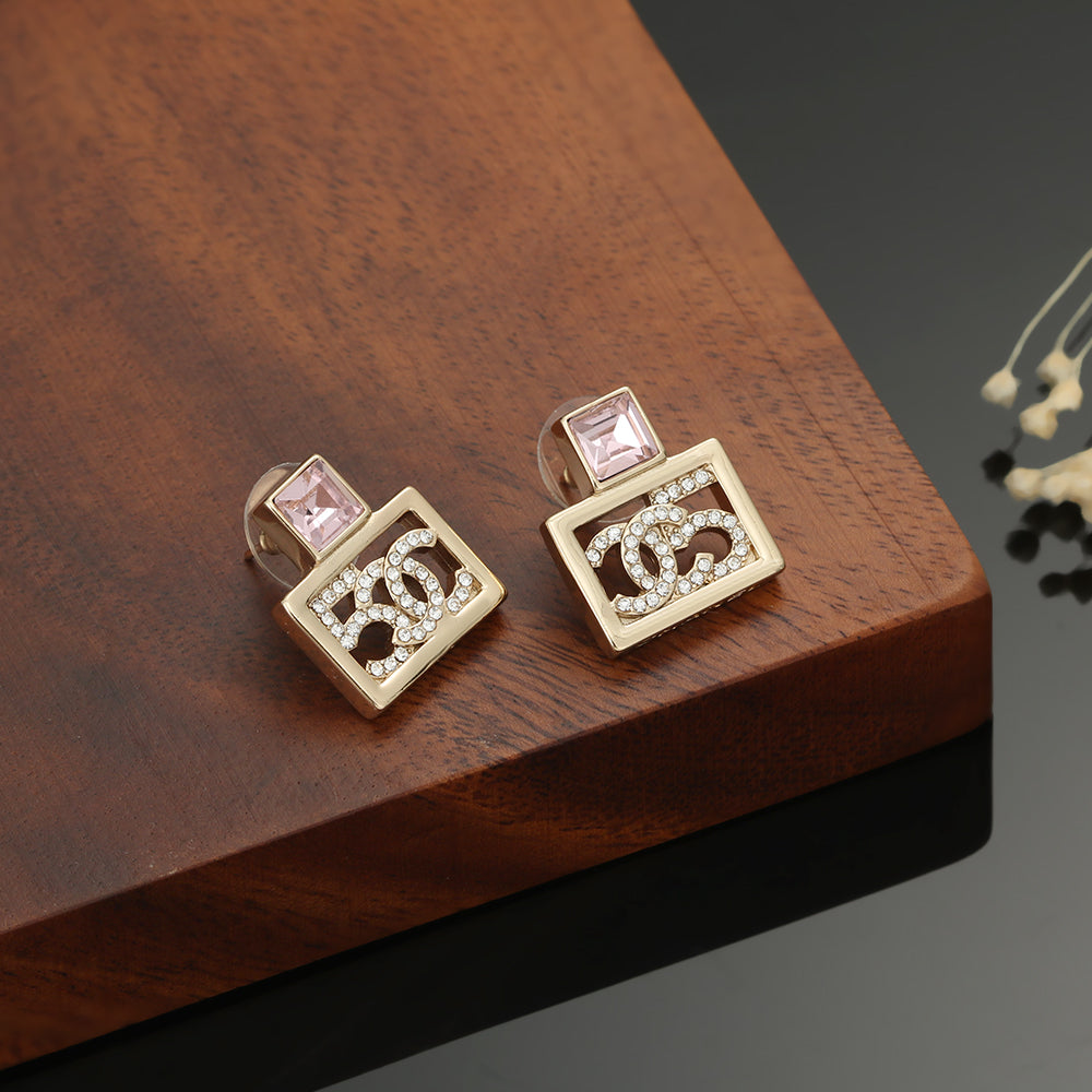 18K Chanel Square Diamond Earrings