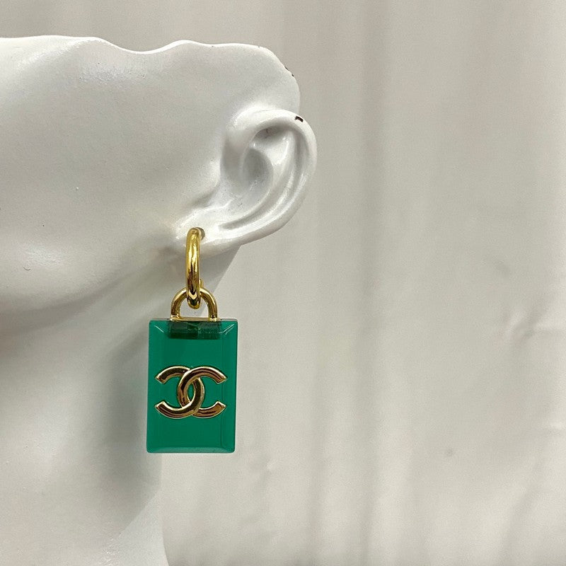 18K Chanel Green Perfume Bottle Earrings