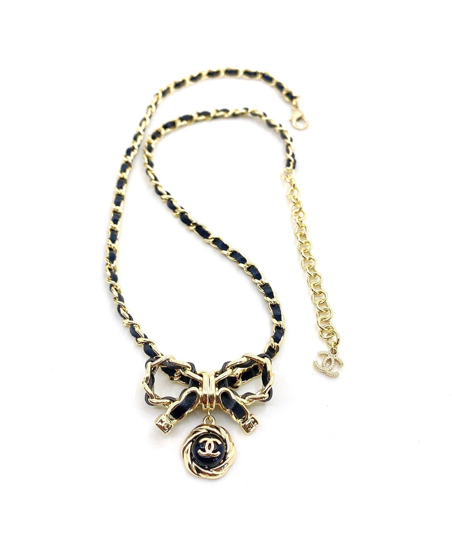 18K Chanel Rhinestone Bow Tie Necklace