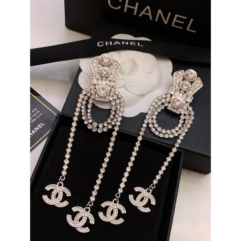 18K Chanel Tassel Crystal Earrings