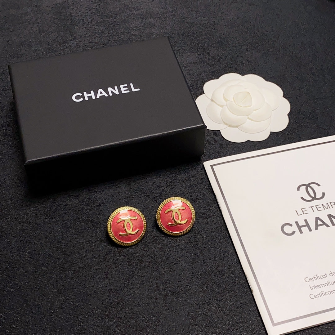18K Chanel Red Earrings