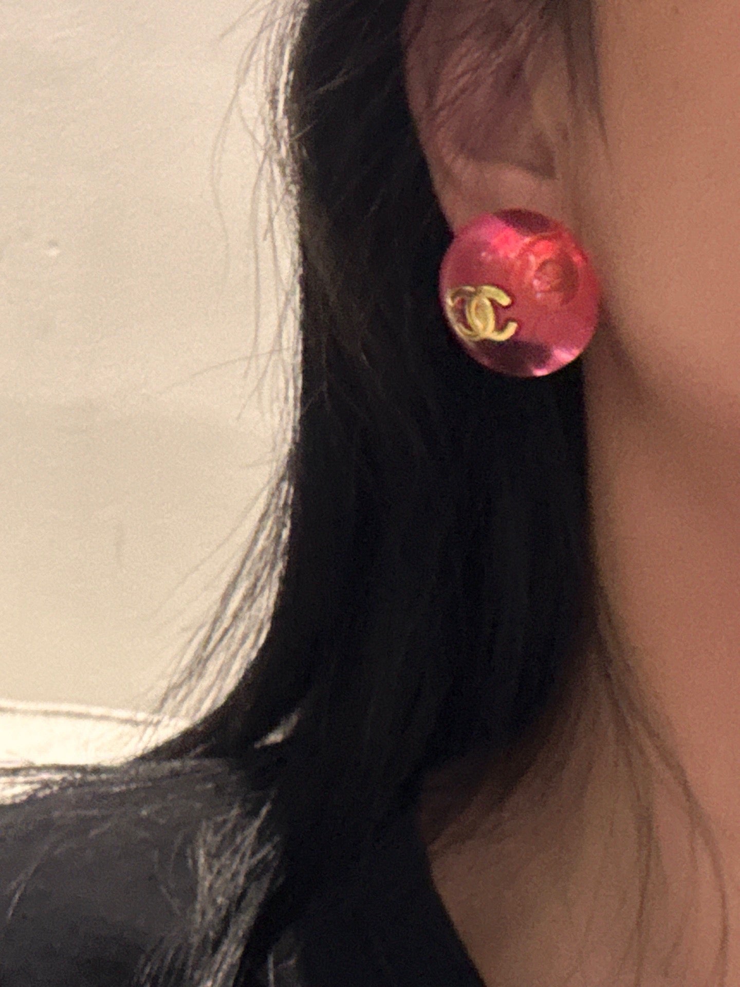 18K Chanel Pink Crystal Earrings