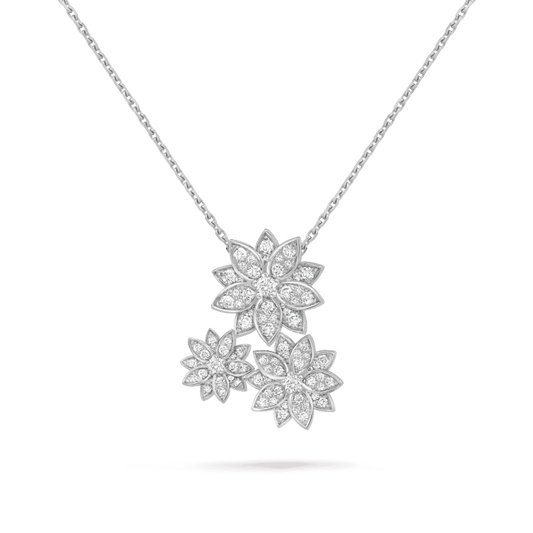 18K Three Flowers Lotus Necklace
