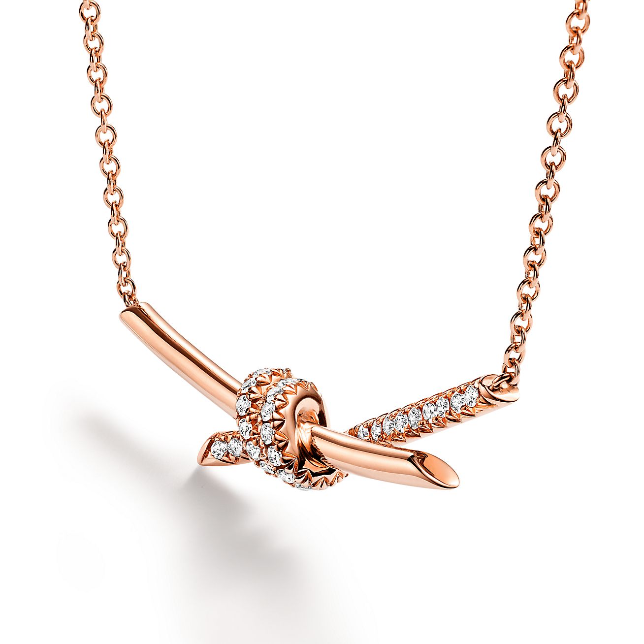 18K Tiffany Knot Pendant Diamond Necklace