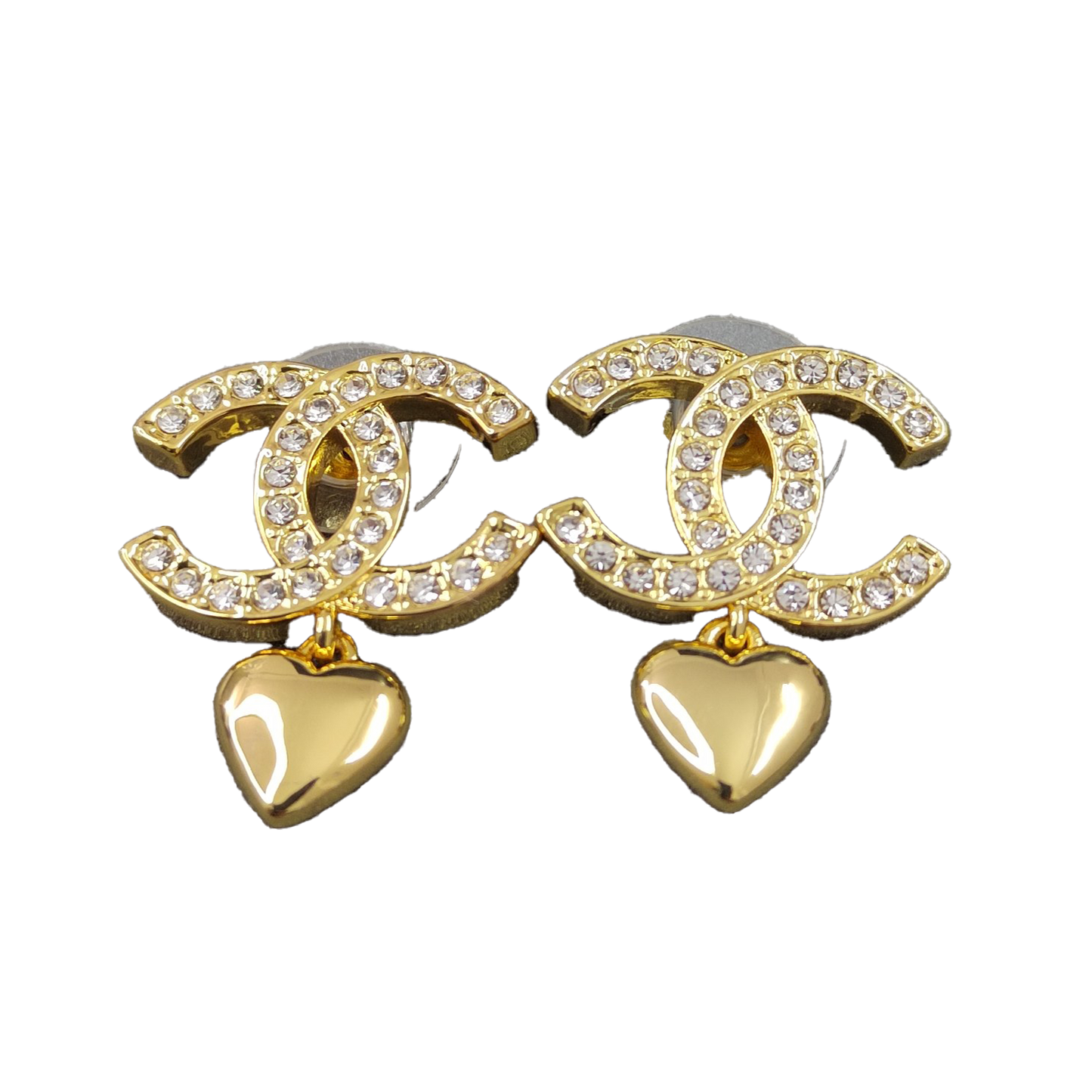 18K Classic  Chanel Diamond Heart Earrings