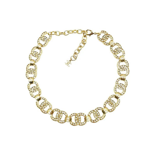 18K Rhinestone 2021  Chanel Interlocking Choker Necklace