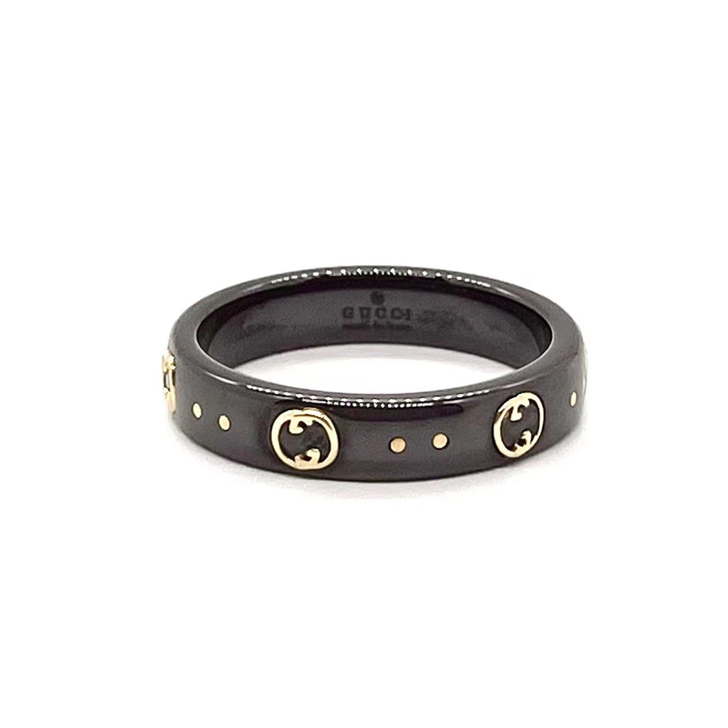 18K Double Gucci Icon Black Corundum Ring