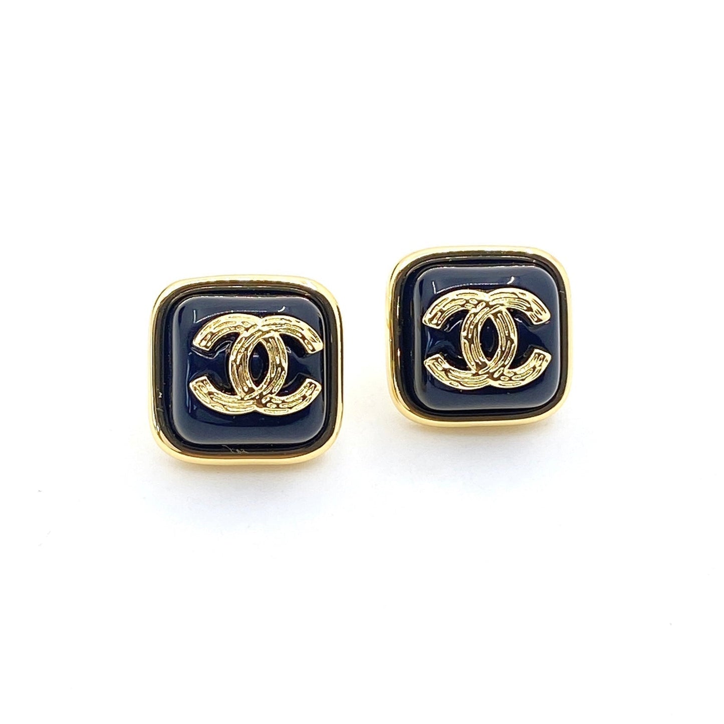 18K  Chanel Square Resin Earrings