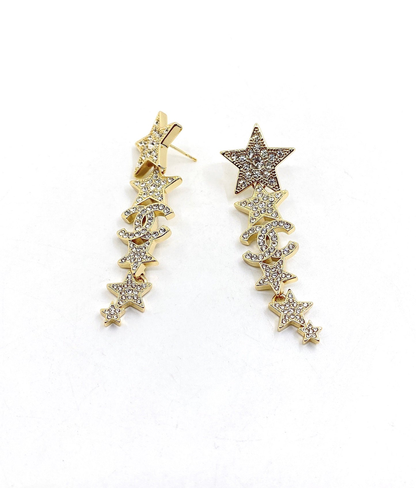 18K  Chanel Star Diamonds Pendant Earrings
