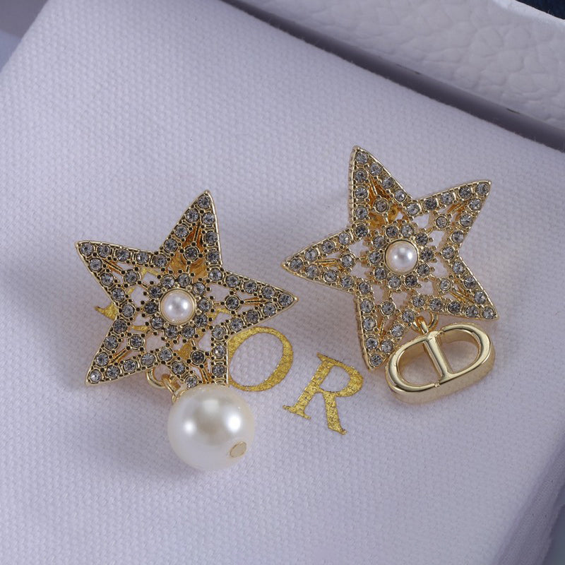 18K Dior Star Diamond Earrings