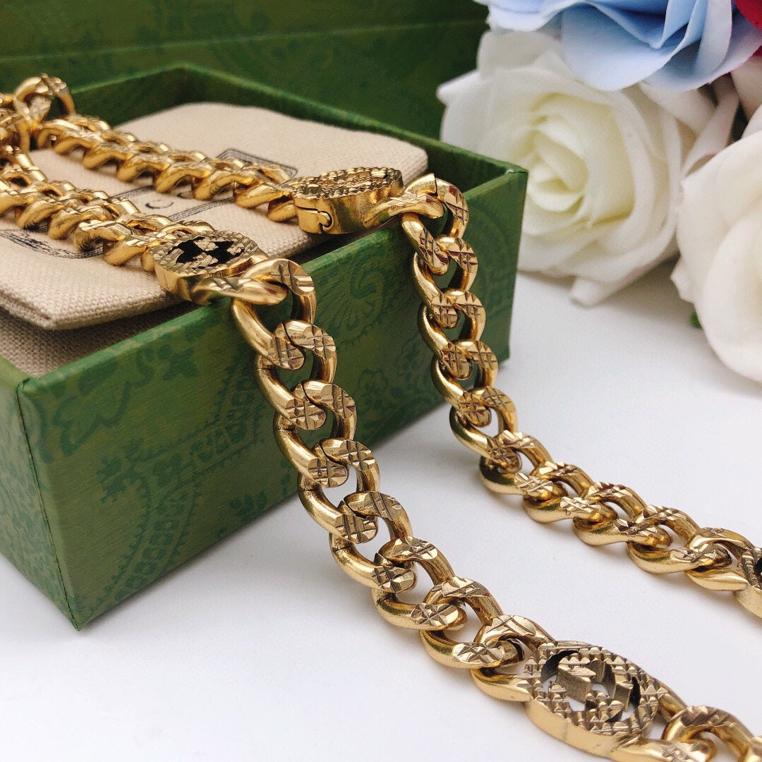 18K Double Gucci Chain Necklace